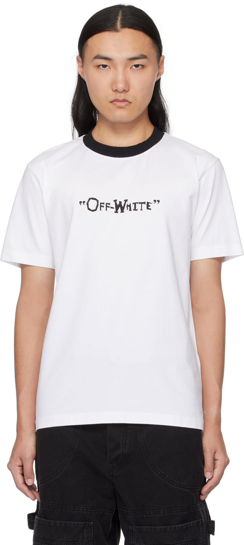 Majica Off-White Slim Quote T-Shirt Bela | OMAA027S25JER0090110