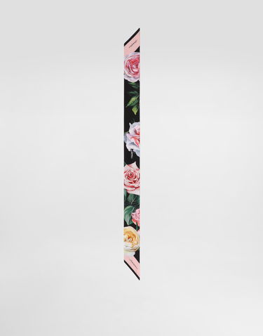 Šala Dolce & Gabbana Dolce & Gabbana Peony and Rose Print Twill Headscarf Črna | FS215AGDCUNHH5IY, 3