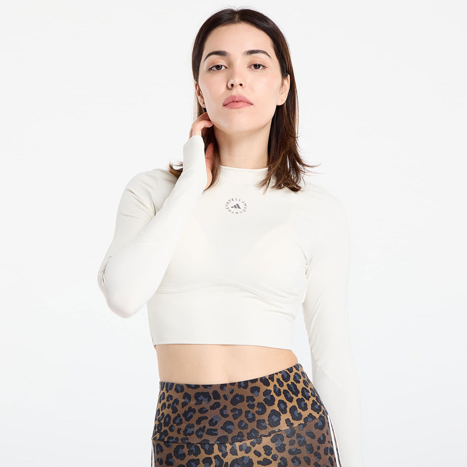 Krop-top adidas Performance Stella McCartney Training Longsleeve Crop Top Bela | JM1403, 1
