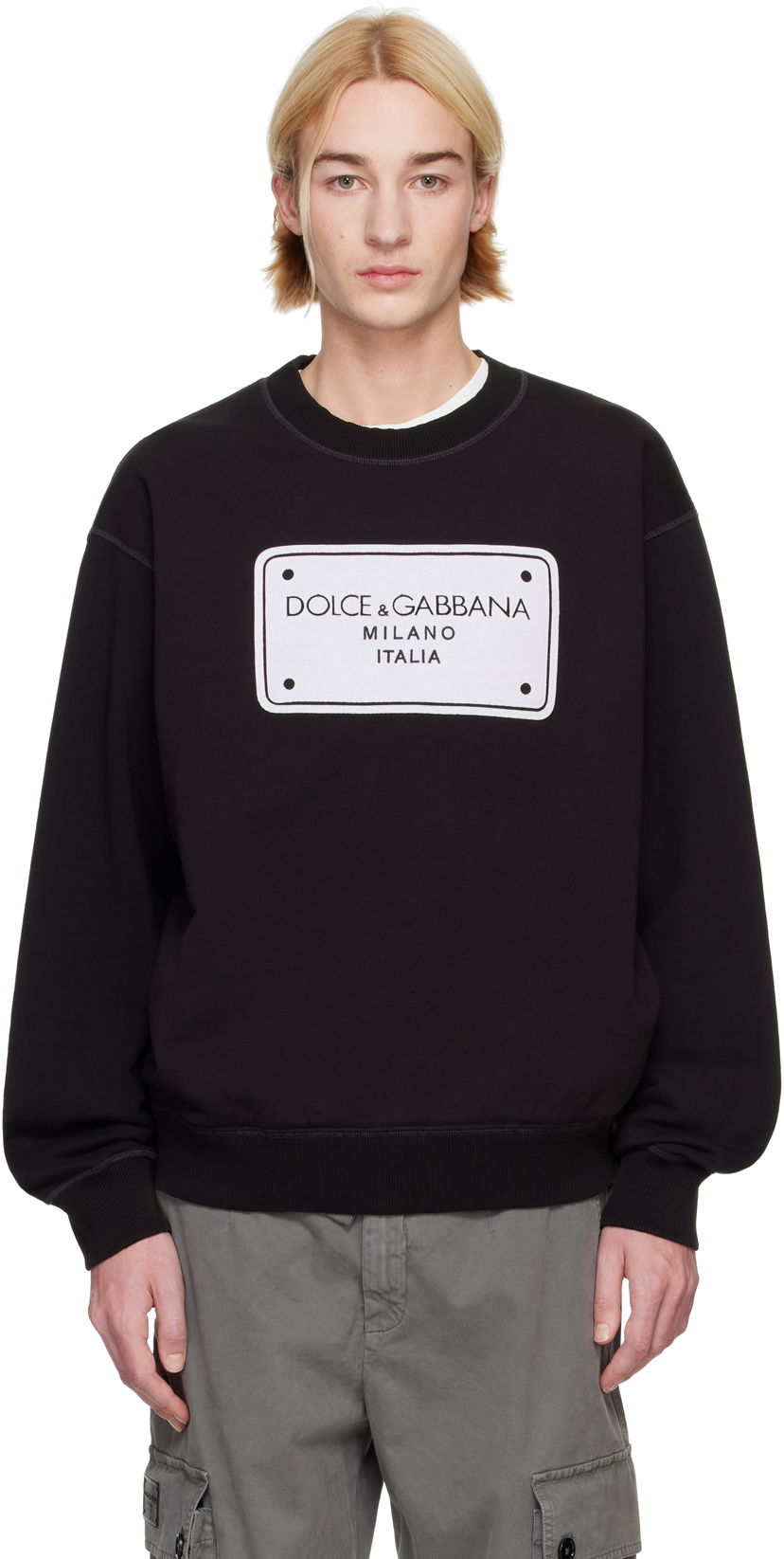 Pleteni pulover Dolce & Gabbana Dolce&Gabbana Patch Sweatshirt Črna | G9AHSZG7NRT