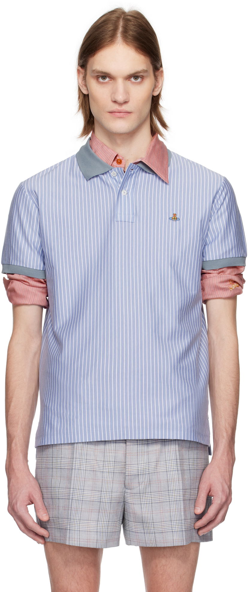 Polo majica Vivienne Westwood Vivienne Westwood Striped Polo Modra | 2H01000I-J009D-