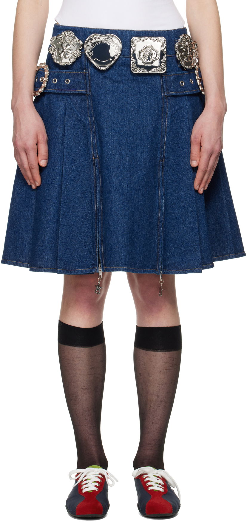 Krila Chopova Lowena Chopova Lowena Biggity Denim Miniskirt with Belt Modra | 3253