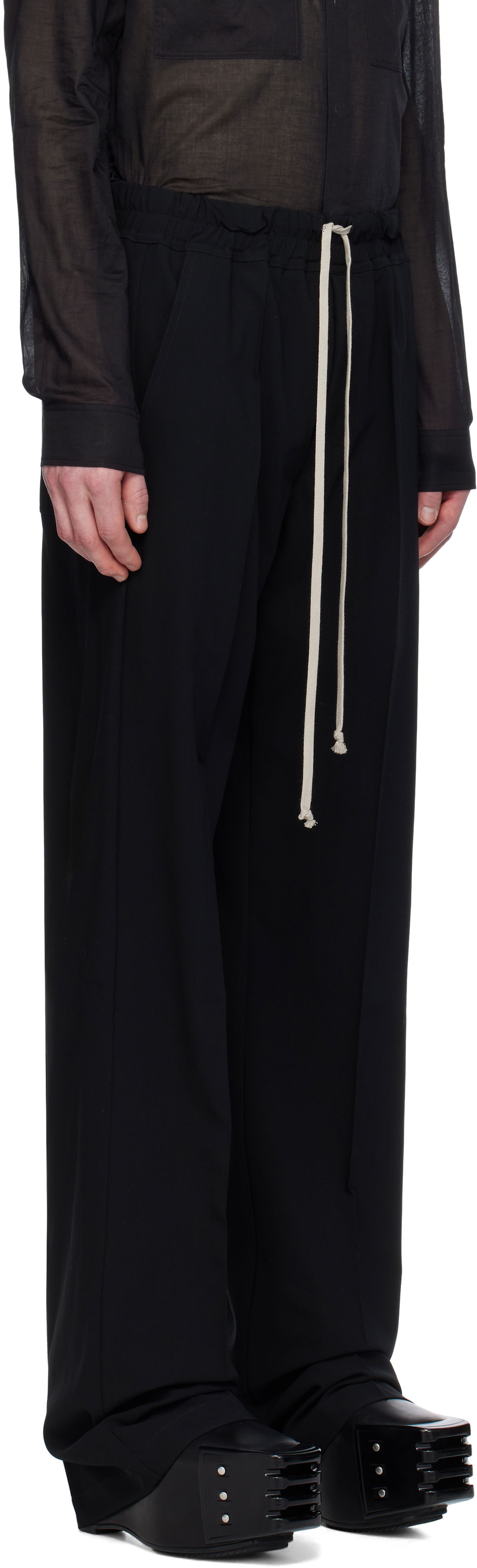 Hlače Rick Owens Rick Owens Hollywood Dietrich Drawstring Trousers Črna | RU01E5378 WLP, 1