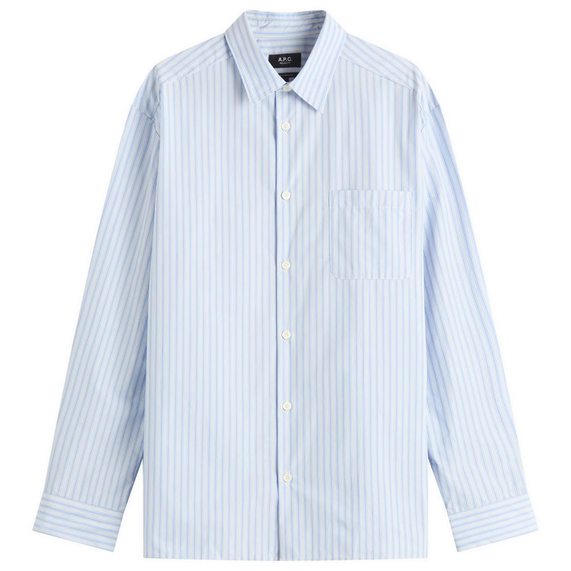 Srajce A.P.C. A.P.C. Malo Striped Button-Down Shirt, Size Small Modra | COHJJ-H12532-IAB