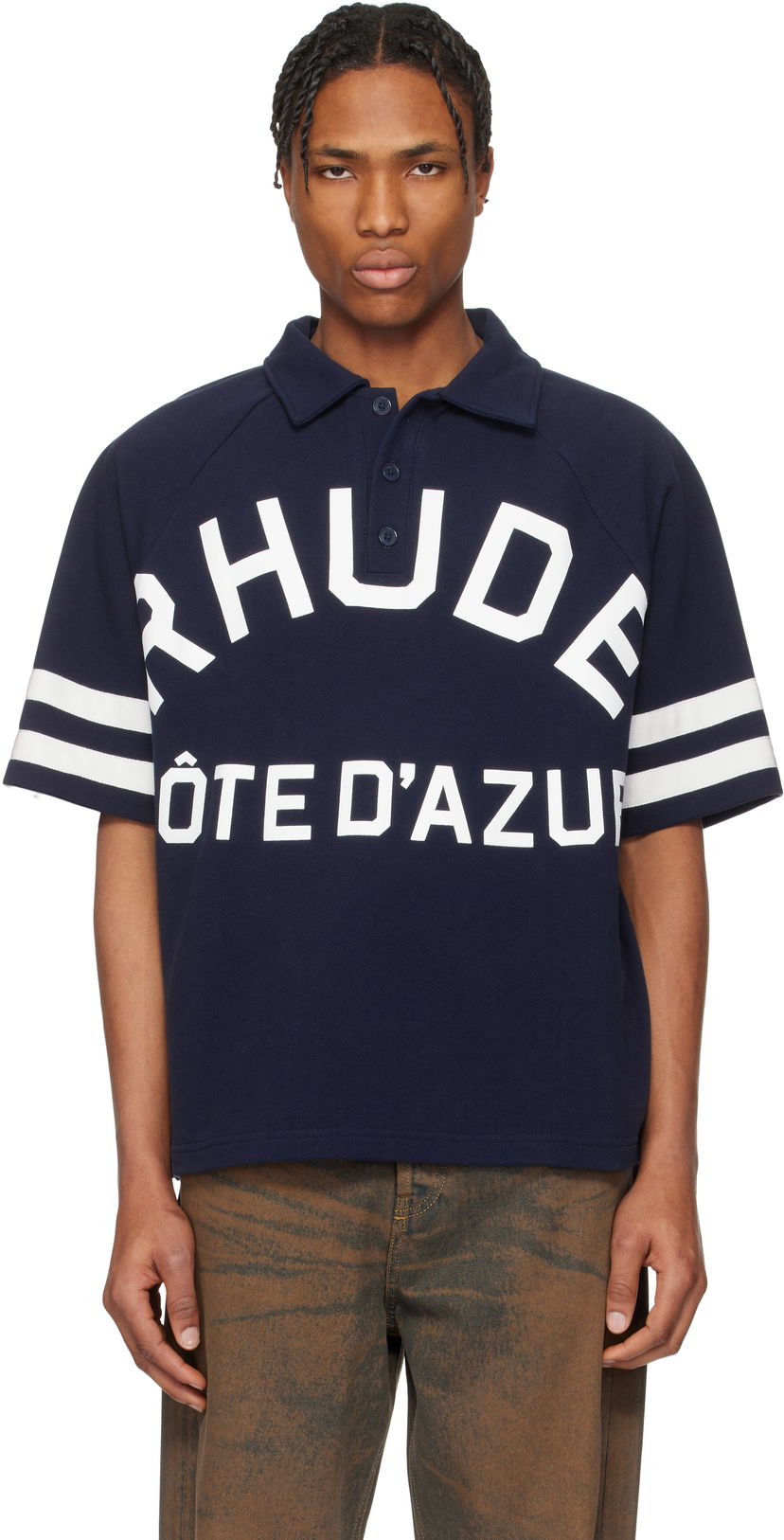 Polo majica Rhude Rhude Piqué Raglan Polo 'Côte D'Azur' Mornarica | RHPS25PO02012