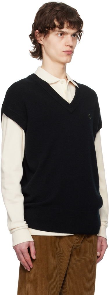 Pleteni pulover Fred Perry Fred Perry Lambswool Knit Vest Črna | K8567, 1