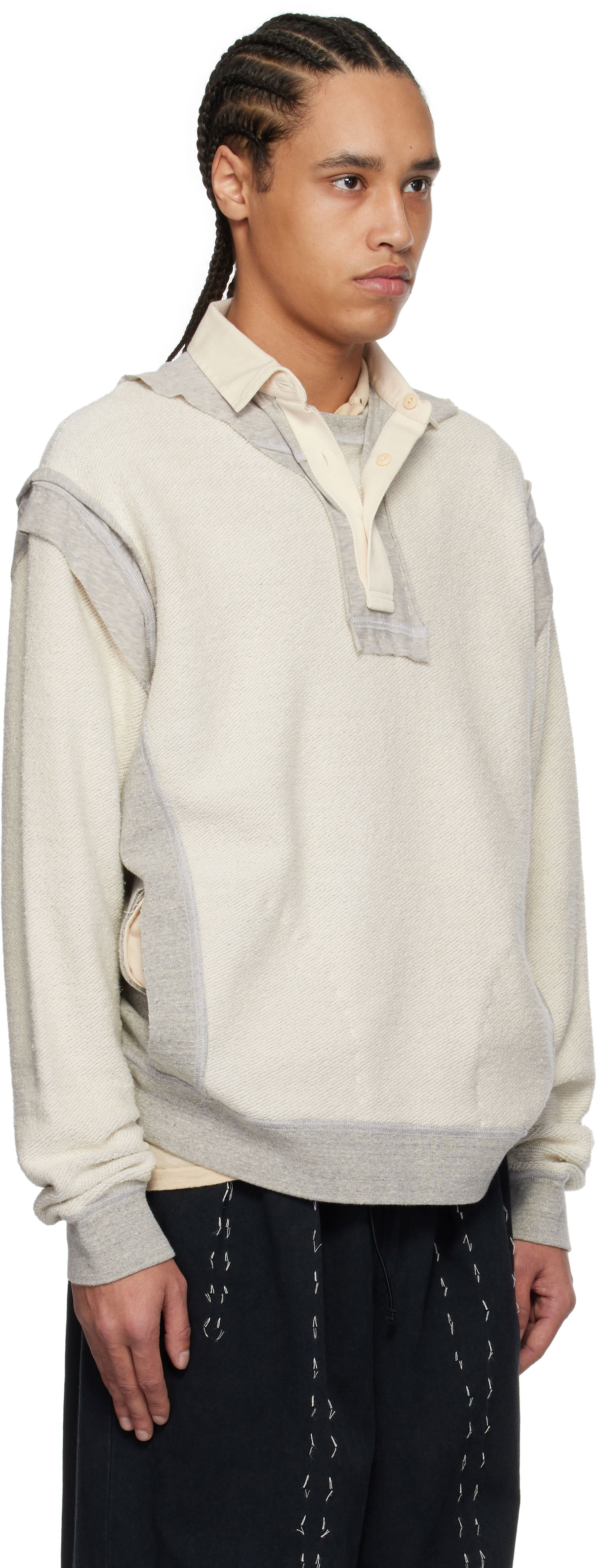 Pleteni pulover Maison Margiela Maison Margiela Décortiqué Polo Sweatshirt Bež | S50GU0227 M25022, 1