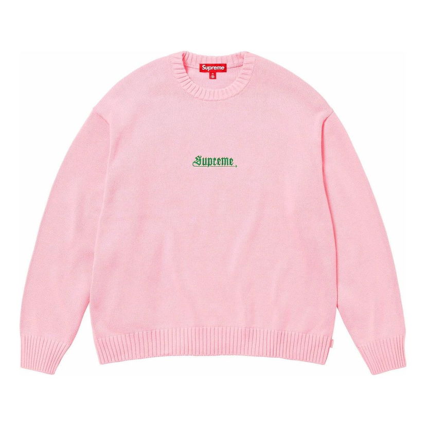 Pleteni pulover Supreme Old English Embroidered Crewneck Sweater Roza | SUP-SS24-124