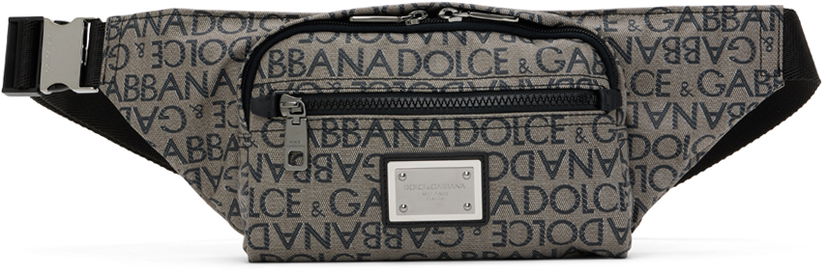Torbice za okoli pasu Dolce & Gabbana Gray & Black Printed Belt Bag Siva | BM2218AJ705