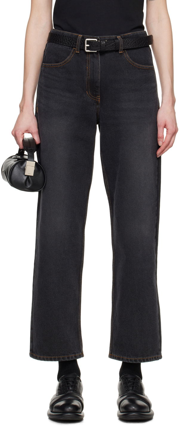 Kavbojke ADER ERROR Contrast Stitch Straight Leg Jeans Črna | BMSGFYJE0101BK