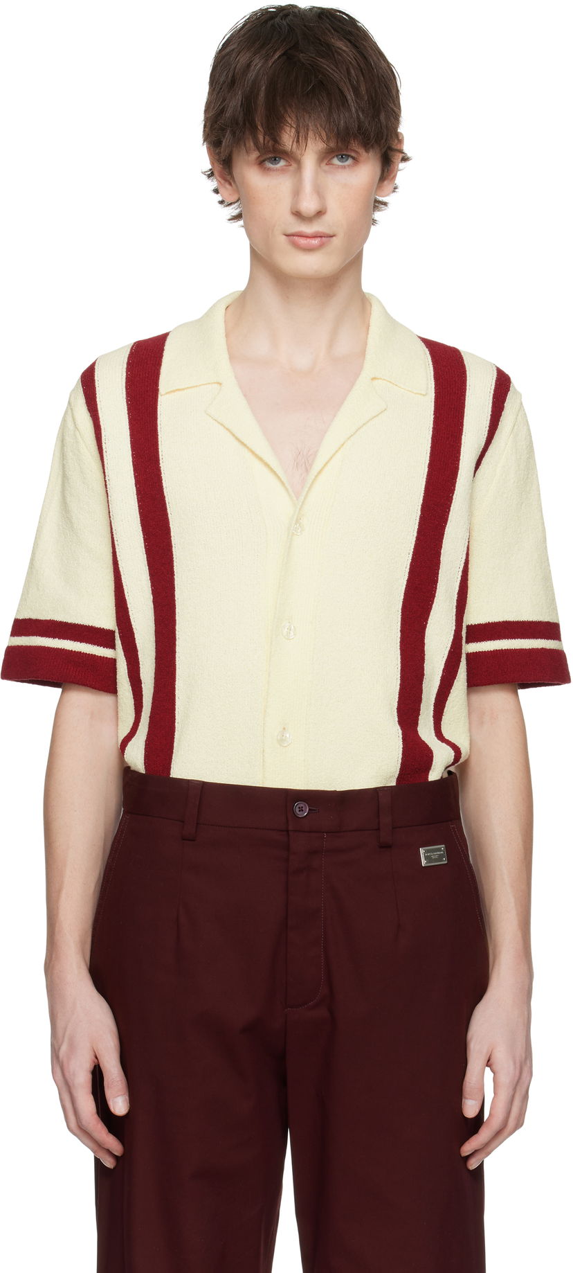 Pleteni pulover Dolce & Gabbana Dolce&Gabbana Knitted Polo Shirt Rumena | GXVB7TJFMNA