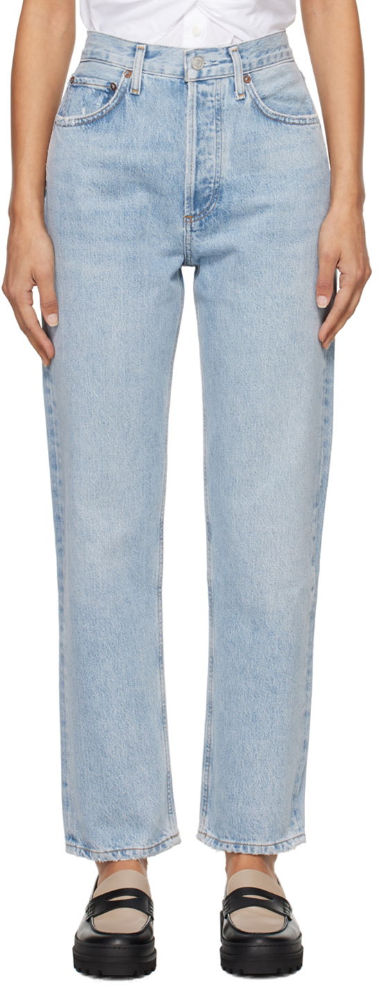 Kavbojke AGOLDE 90's Pinch Waist High Rise Straight Jeans Modra | A069J-1206