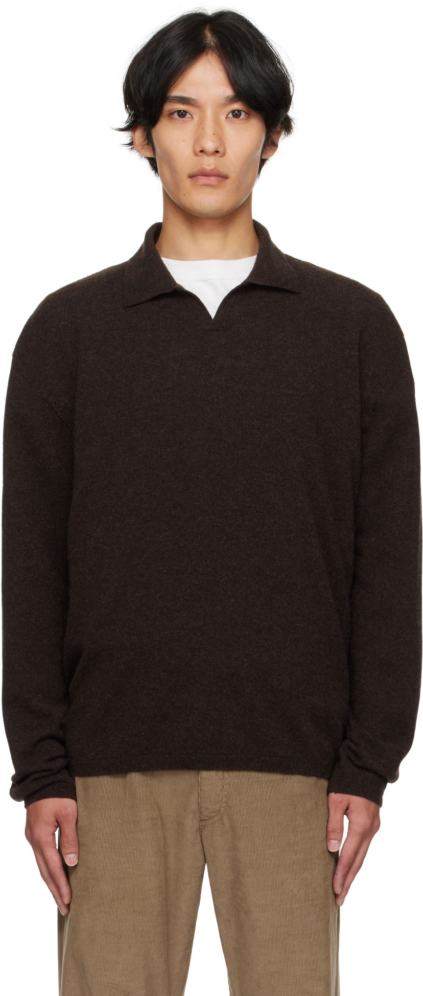 Pleteni pulover The Row The Row Franz Knit Polo Rjava | 1015-Y556
