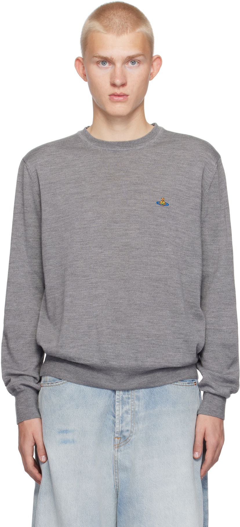 Pleteni pulover Vivienne Westwood Round Neck Sweater Siva | 27010012-Y0006-
