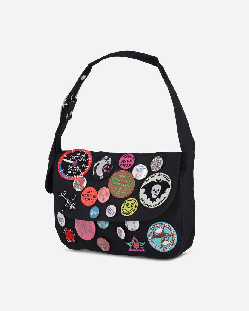 Torba za čez ramo Chopova Lowena Patches Decorated Shoulder Bag Črna | 6455 BLCK