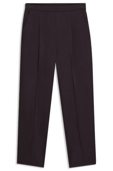 Hlače BOSS Regular-fit Pleated Trousers with Tapered Leg Črna | 50548218