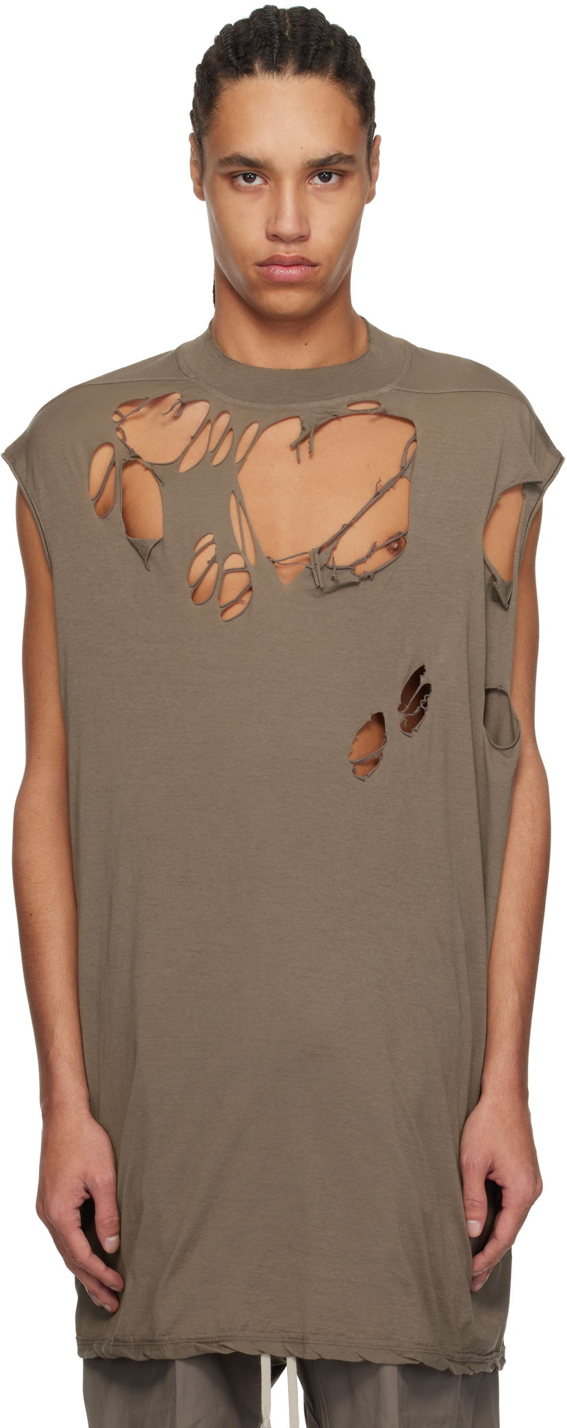 Majica brez rokavov Rick Owens Rick Owens DRKSHDW Hollywood Tarp Sleeveless T-Shirt Rjava | DU01E3158 BHDSD