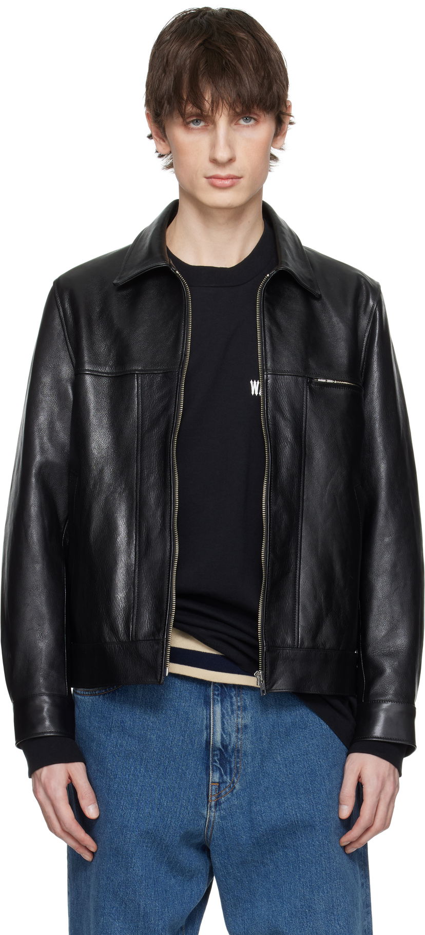 Jakna WACKO MARIA WACKO MARIA Grained Leather Jacket Črna | 25SS-WMO-BL01
