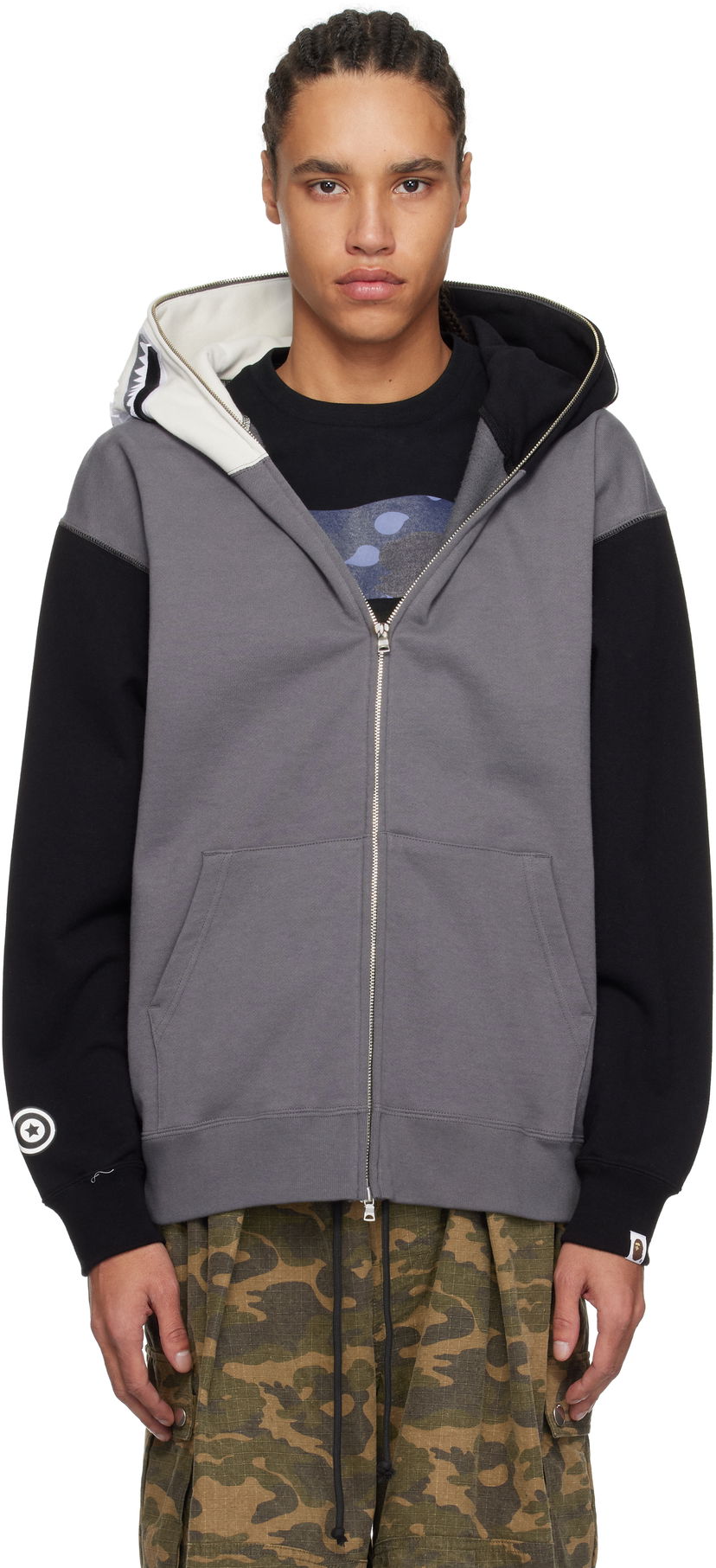 Pulover BAPE Shark Full Zip Hoodie Siva | 001ZPK701311M