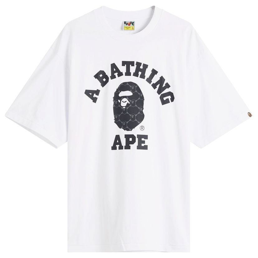 Majica BAPE Relaxed Fit Collegeonogram T-Shirt, Size Large Bela | 001TEL301322M-WHT
