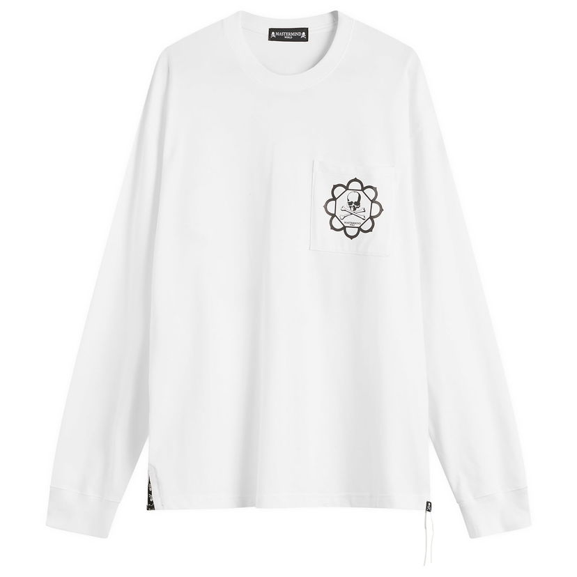 Majica Mastermind WORLD Skull Emblem Pocket Long Sleeve T-Shirt Bela | MW25S15-TS066-011