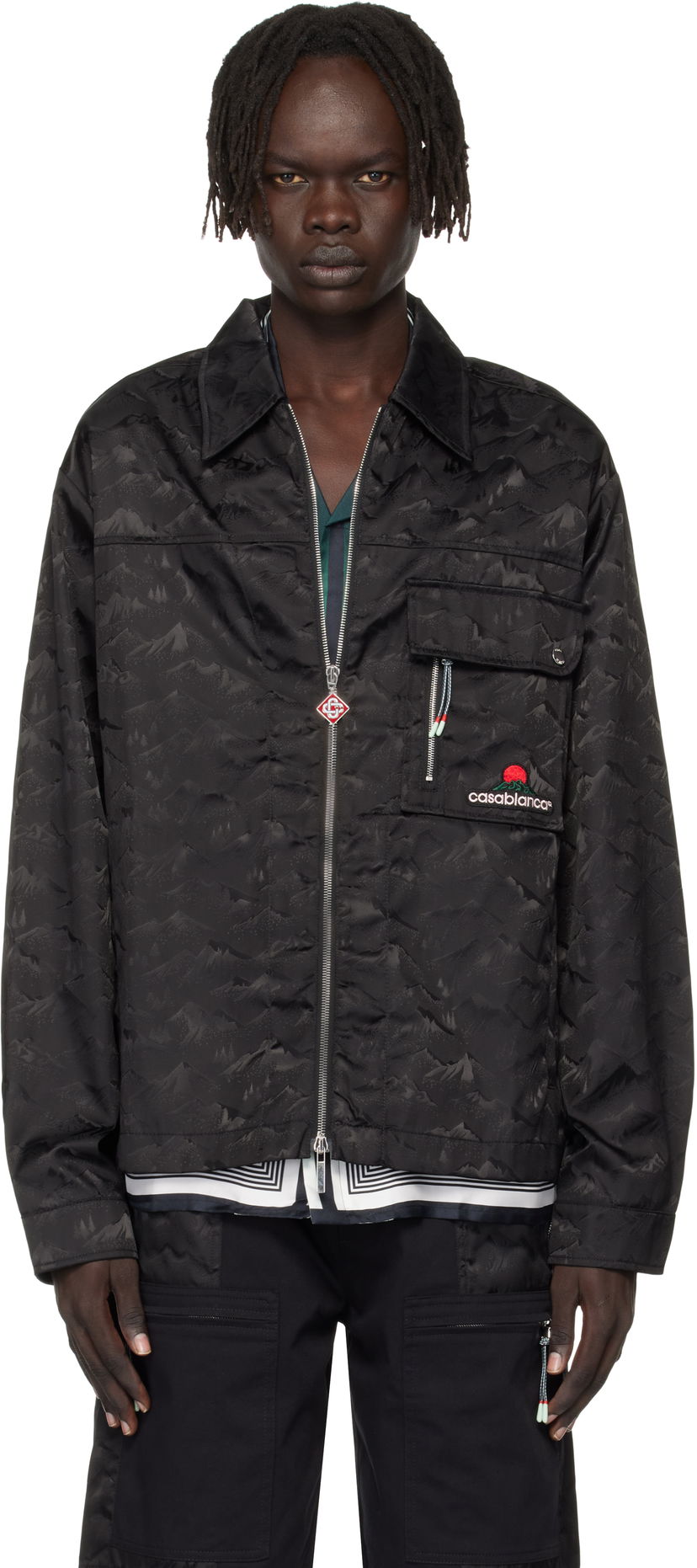 Jakna Casablanca Casablanca Mountain Camo Zip Jacket Črna | MPF25-SH-183-01