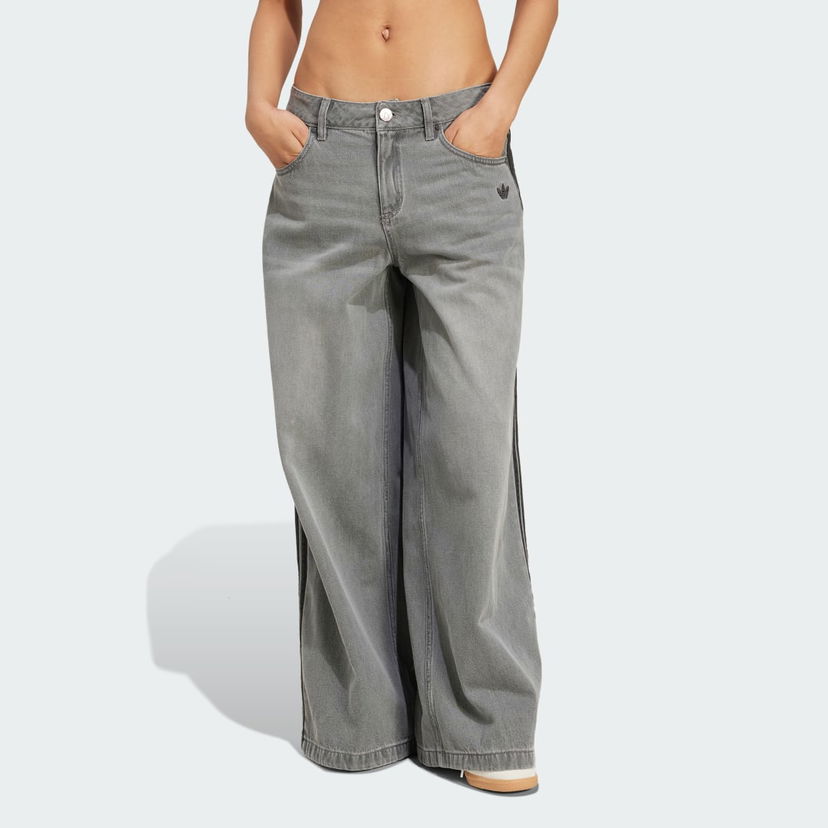 Kavbojke adidas Performance Adicolor Denim Adilenium Wide-Leg Jeans Siva | JV7455