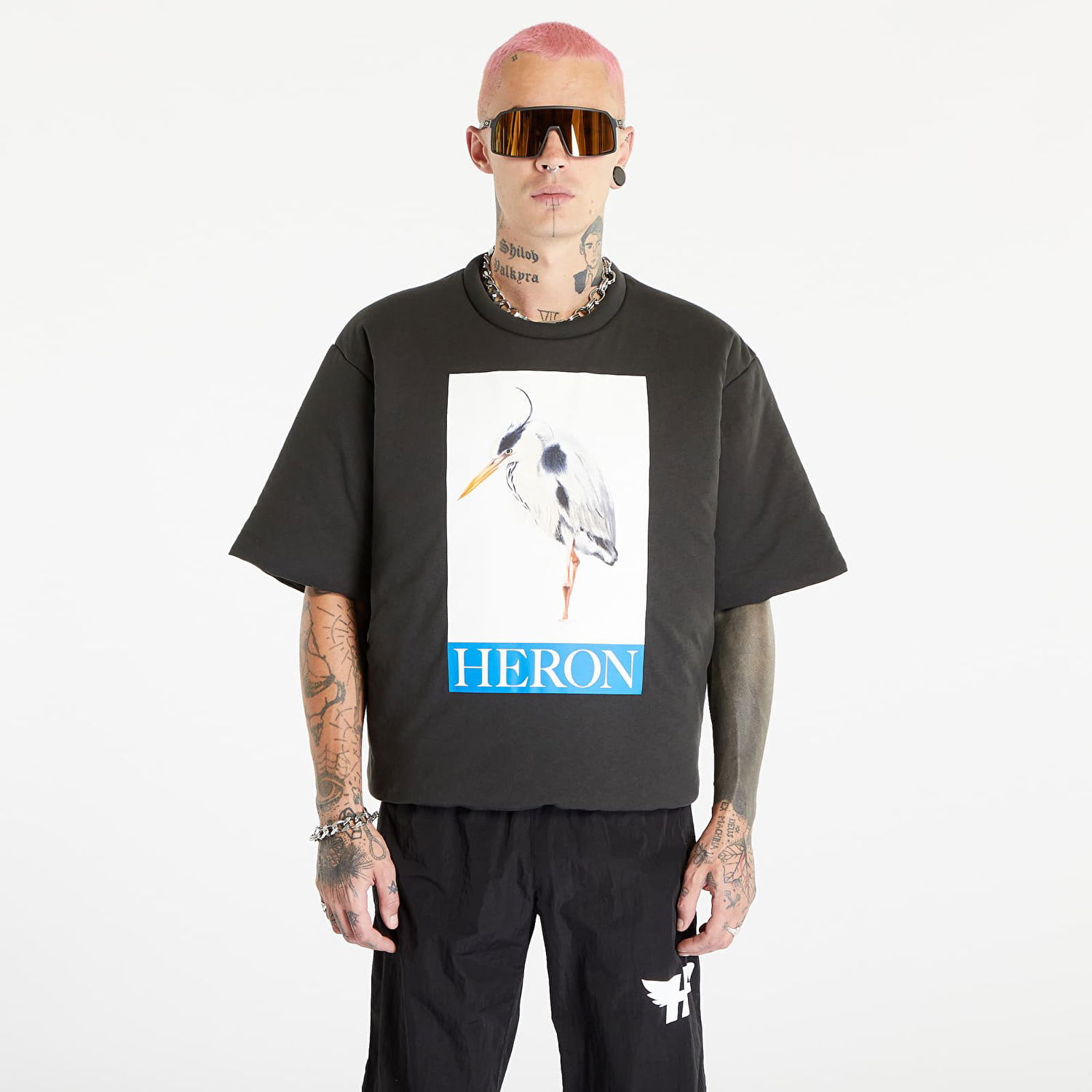 Majica HERON PRESTON Heron Bird Painted Padded Tee Črna | HMAA033F23JER0011046, 0