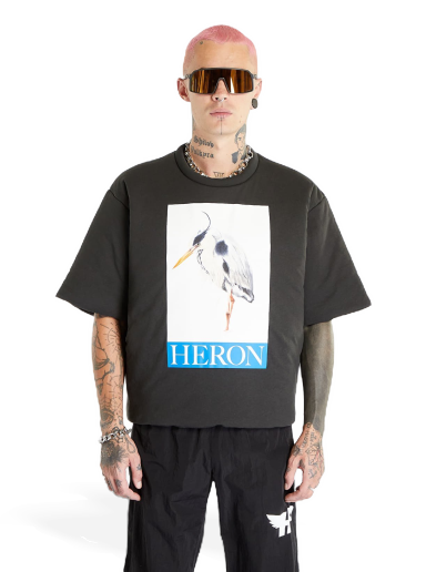 Majica HERON PRESTON Heron Bird Painted Padded Tee Črna | HMAA033F23JER0011046
