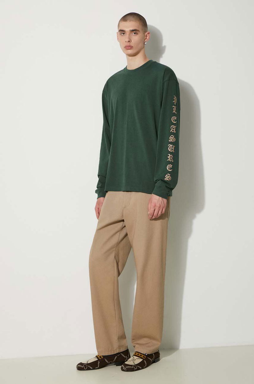 Majica Pleasures PLEASURES Oe Long Sleeve T-Shirt Zelena | P24SU008.GREEN