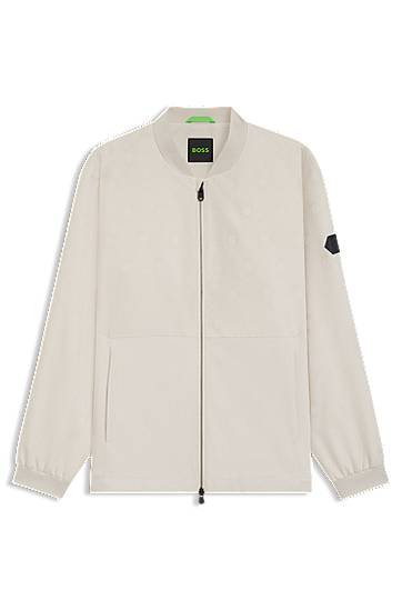 Bomber jakna BOSS Water-repellent Bomber Jacket with Monogram Jacquard Bež | 50547181