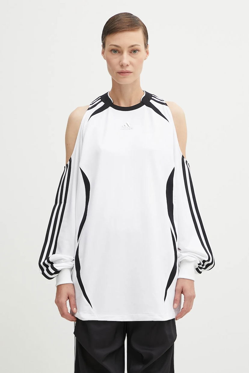 Dres adidas Originals Adidas Originals Fashion Jersey Cold Shoulder Top Bela | KE9797