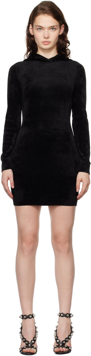 Obleke Alexander Wang Alexander Wang.t Embossed Logo Hoodie Minidress Črna | 4KC4243014, 0