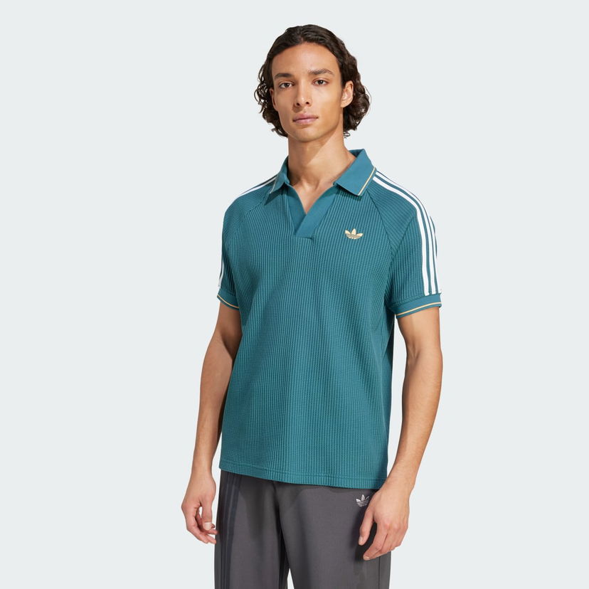 Polo majica adidas Originals adidas Originals Waffle Knit Polo Shirt Zelena | KC0691