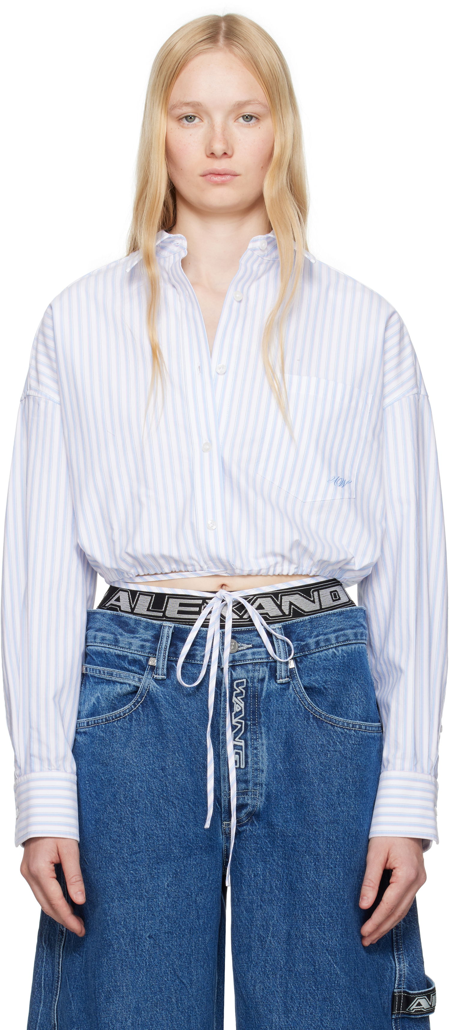 Srajce Alexander Wang Alexander Wang.t Oxford Wrap Cropped Shirt Modra | 4WC2251000, 0