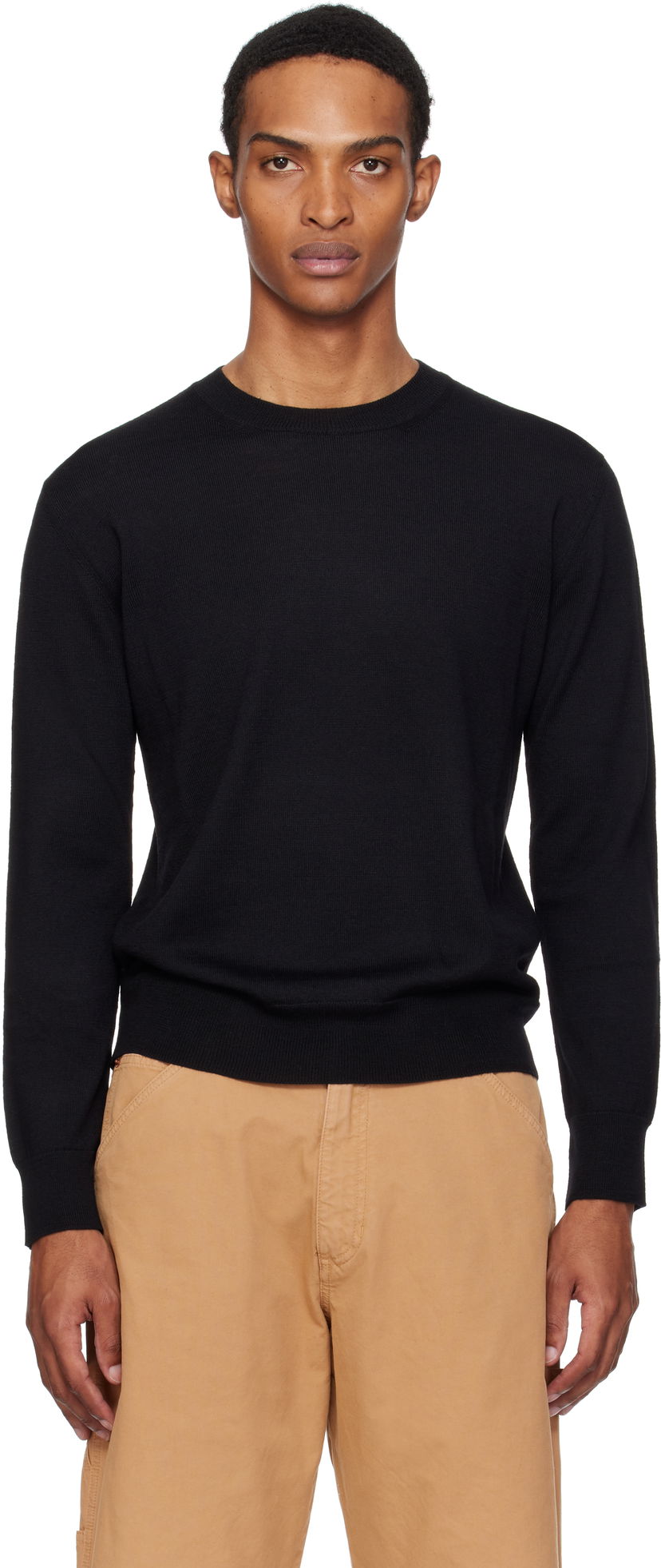 Pleteni pulover Maison Margiela MM6 Maison Margiela Elbow Patch Sweater Črna | SH0HL0032 M13133