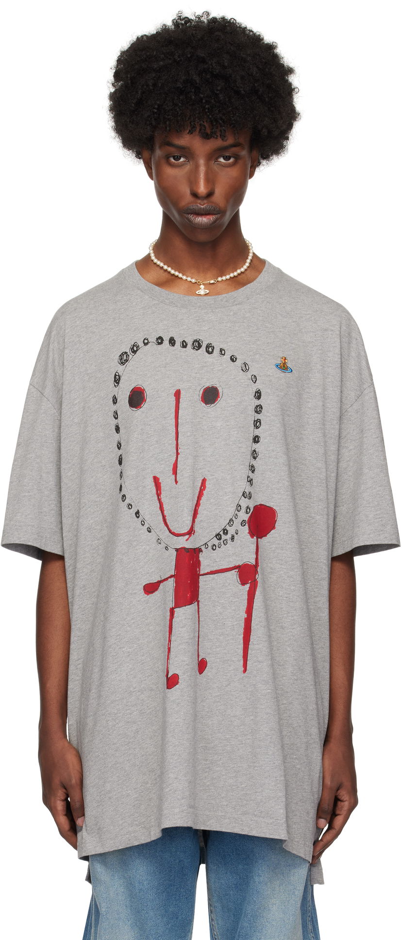 Majica Vivienne Westwood Oversized Print T-Shirt Siva | 3G01002H-J001M-