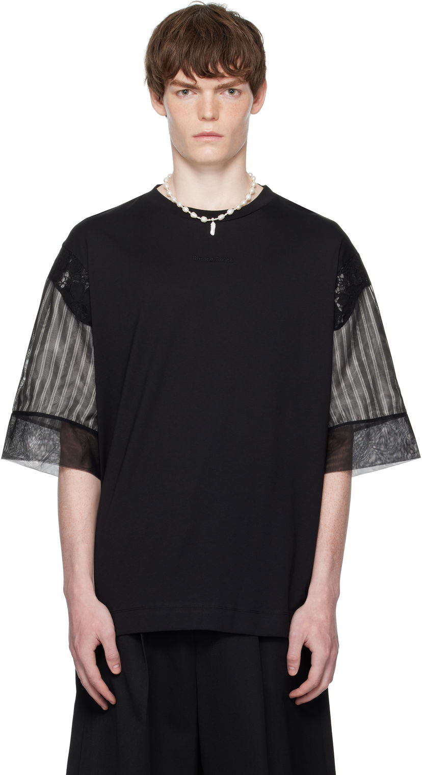 Majica Simone Rocha Simone Rocha Trapped Lace Patchwork T-shirt Črna | 5354 0553