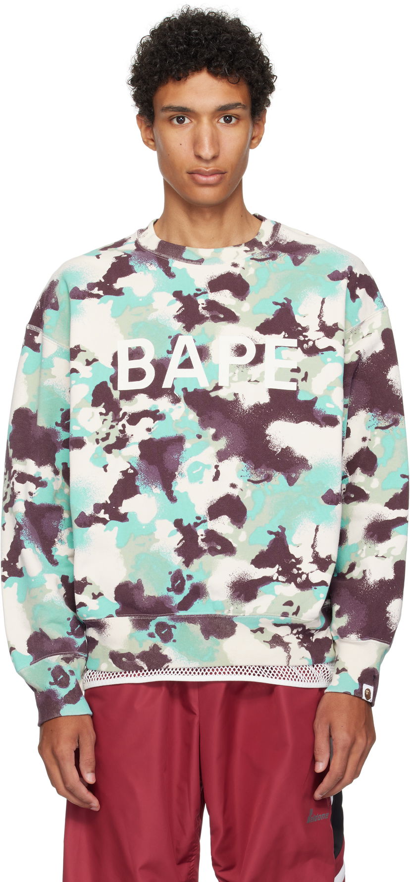 Pulover BAPE A Bathing Ape Map Camo Crewneck Sweatshirt Večbarvna | 001SWL301001M