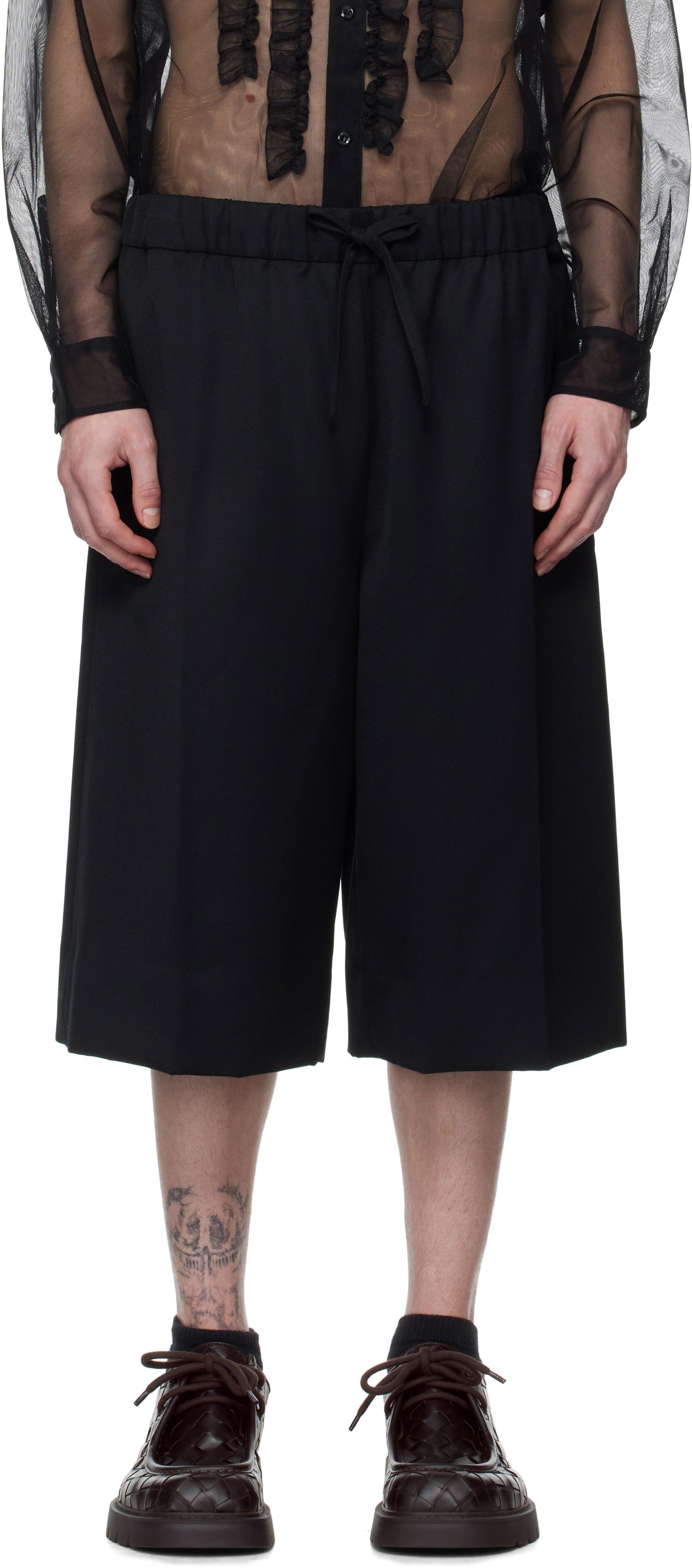 Kratke hlače Simone Rocha Simone Rocha Wide Leg Long Shorts Črna | 4148D 1217, 0