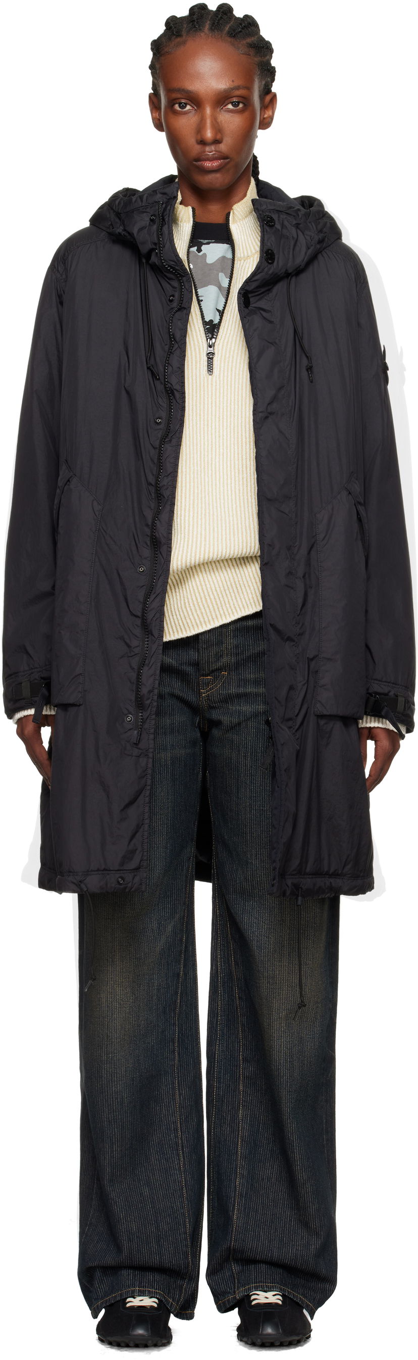 Plašči Stone Island Crinkled Reps NY Coat Črna | K2S15 7100003 S0A23