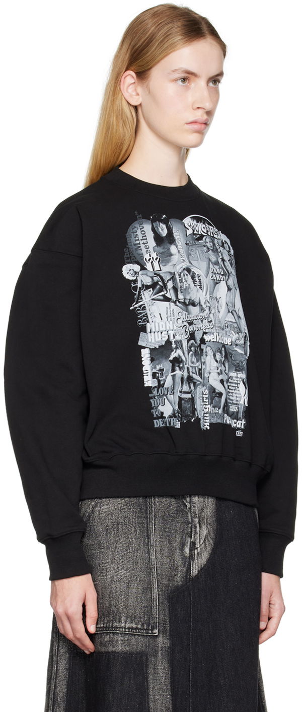 Pleteni pulover We11done Movie Collage Graphic Sweatshirt Črna | WD-TS3-22-743-U-BK, 1