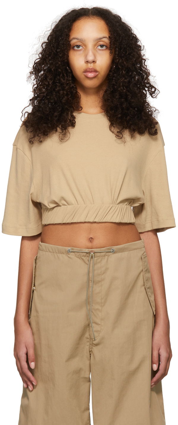 Krop-top Dion Lee Cotton Cropped T-Shirt Bež | A3534S22