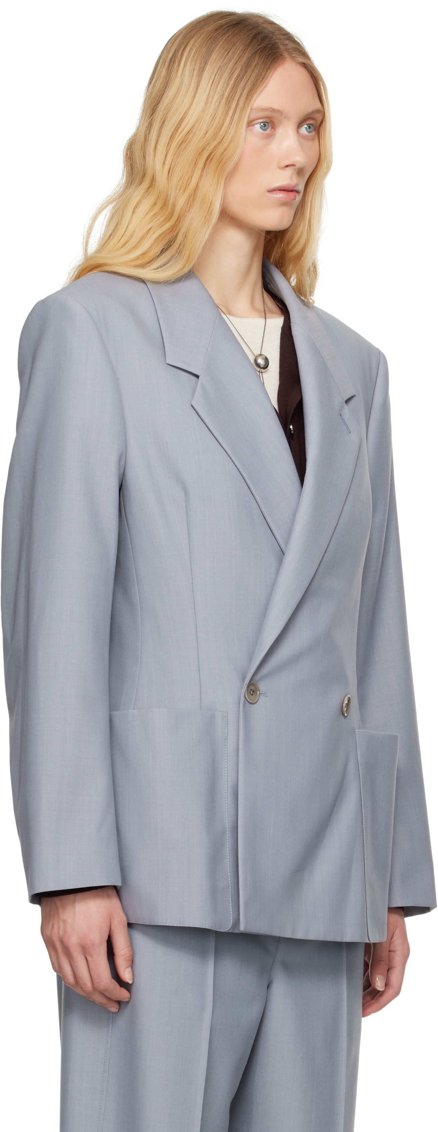 Jakna LEMAIRE Lemaire Double-Breasted Tailored Blazer Siva | JA1073 LF414, 1
