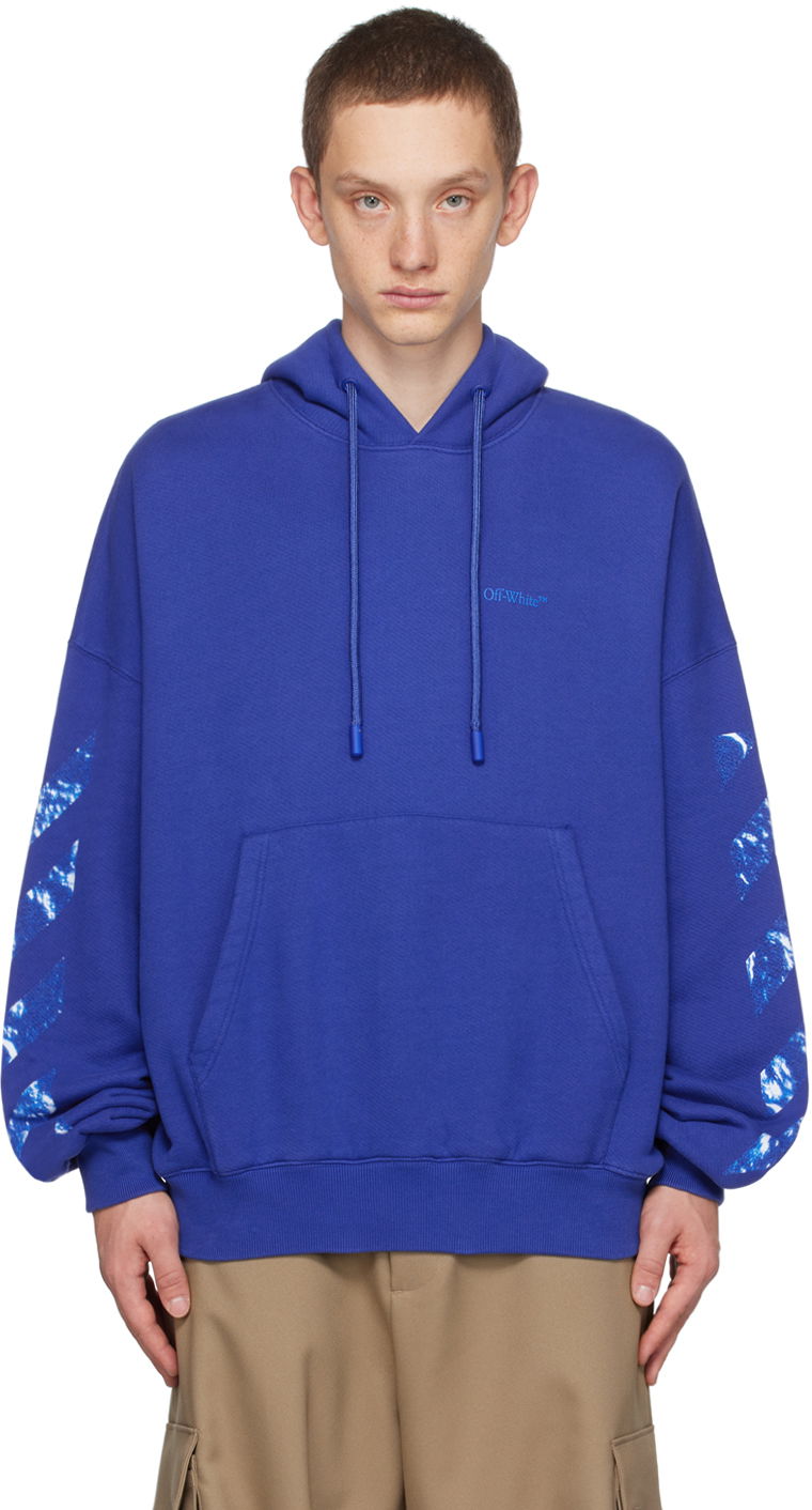 Pulover Off-White Over Hoodie Modra | OMBB118F23FLE0066969