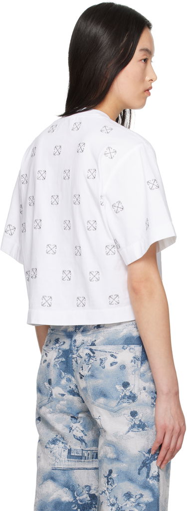Krop-top Off-White Off-White Little Arrows Lurex Crop T-Shirt Bela | OWAA090S25JER0040172, 2