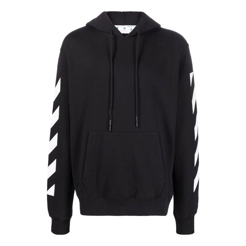 Pulover Off-White Loose Fit Hoodie With Arrow Pattern Črna | OMBB097C99FLE0121001