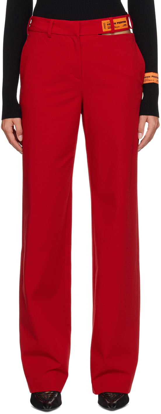 Hlače HERON PRESTON Heron Preston Cutout Trousers Rdeča | HWCO002S23FAB0012500