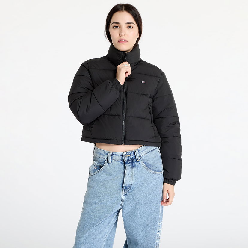 Puhovka Tommy Hilfiger Tommy Jeans Crop Essential Puffer Jacket Black Črna | DW0DW18828 BDS