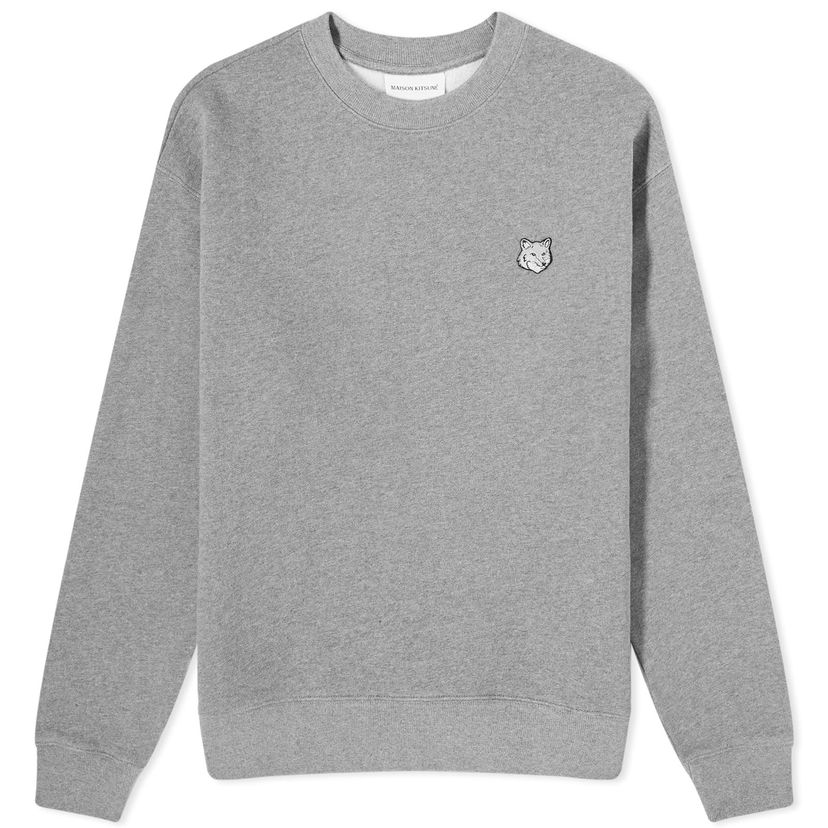 Pleteni pulover MAISON KITSUNÉ Patch Comfort Crew Sweat Siva | MM00316KM0307-H131